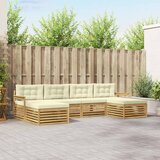 Set vanjskih sofa 6 kom. Bijela i krem Čvrsto drvo akacije | shoptok.hr