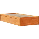 vidaXL Posteljni okvir brez vzmetnice voščeno rjav 90x200 cm borovina | Shoptok.si