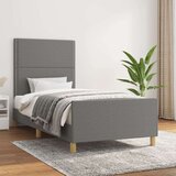  Okvir za krevet s uzglavljem tamnosivi 90x200 cm od tkanine | shoptok.hr