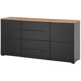 home24 ŠIROKA KOMODA, črna, barve hrasta | Shoptok.si