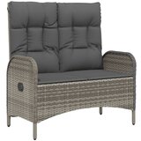 The Living Store Nastavljiva vrtna klop z blazinami 107 cm poli ratan siv - Nastavljiva Vrtna Klop, (21460227) | Shoptok.si