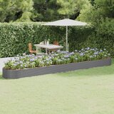 vidaXL Visoka greda iz prašno premazanega jekla 544x100x36 cm siva | Shoptok.si