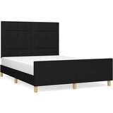  Posteljni okvir z vzglavjem črn 140x190 cm blago, (20906773) | Shoptok.si