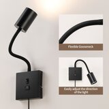  Immax NEO 08295L - Zidna lampa PUNTO sa USB 1xGU10/9W/230V crna | Eponuda.com