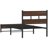 vidaXL Kovinski posteljni okvir brez vzmetnice rjavi hrast 75x190 cm | Shoptok.si