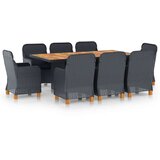  9-dijelni vrtni blagovaonski set od poliratana tamnosivi | shoptok.hr