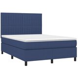  Box spring postelja z vzmetnico LED modra 140x200 cm blago, (20899070) | Shoptok.si