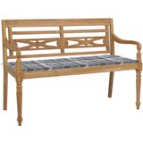 The Living Store Klop Batavia s sivo karo blazino 120 cm trdna tikovina - Klop, (21483820) Cene