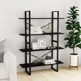 Ormarić za knjige s 4 razine crni 100 x 30 x 140 cm od borovine | shoptok.hr