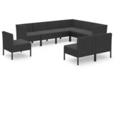 The Living Store Vrtna sedežna garnitura 9-delna z blazinami poli ratan črna - Vrtna Sedežna Garnitura, (21422206) | Shoptok.si