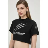 Plein Sport Bombažna kratka majica ženski, črna barva