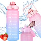  Velika boca za vodu sa slamkom i oznakama vremena - 2 l | Shoptok.si