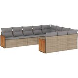 vidaXL 10-dijelni set vrtnih sofa s jastucima bež od poliratana | shoptok.hr