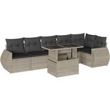 Maison Chic Seti vrtnega pohištva - Vrtna garnitura - Vrtni pohištvo set 7-delna z blazinami siv poli ratan, (21803121) | Shoptok.si