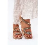 ARTIKER Women's Sandals With Decoration Snake Eco Suede Beige | shoptok.hr