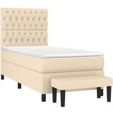 vidaXL Krevet s oprugama i madracem krem 90 x 200 cm od tkanine | shoptok.hr