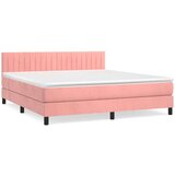  Box spring postelja z vzmetnico roza 160x200 cm žamet | Shoptok.si
