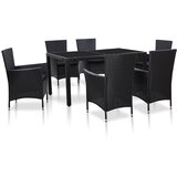  7-dijelni vrtni blagovaonski set od poliratana crni Crna Dužina stola 150 cm | shoptok.hr