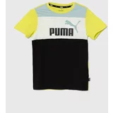 Puma Otroška bombažna kratka majica ESS BLOCK B zelena barva