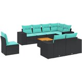 vidaXL Vrtni set od 9 dijelova s jastucima crni poliratan - Crna corner + 3x middle + table + 4x sofa 1 | shoptok.hr
