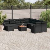  14-dijelni set vrtnih sofa s jastucima poliratan crni | shoptok.hr