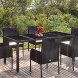vidaXL Vrtni stol sa staklenom pločom crni 190x90x75 cm od poliratana Cijene
