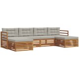  Setovi sofa 6 pcs Prirodna i svijetlo siva Čvrsto drvo akacije | shoptok.hr