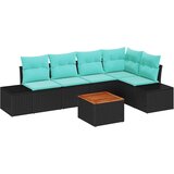 vidaXL Vrtna sedežna garnitura z blazino 6 pcs Črna poli ratan, (5000143886) | Shoptok.si