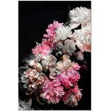  Slika - Peony Charm (1-part) - Colorful Bouquet on Black Background 60x90 | shoptok.hr