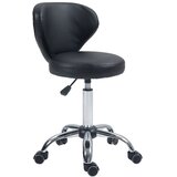 Nesta Masažni stolček na kolesih, 360° vrtljiv delovni stolček, nastavljiva višina sedeža 49–64 cm, ergonomsko naslonjalo, kromirana kovina, črno u, (5000493461) | Shoptok.si