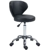 Masažni stolček na kolesih, 360° vrtljiv delovni stolček, nastavljiva višina sedeža 49–64 cm, ergonomsko naslonjalo, kromirana kovina, črno u, (5000493461)