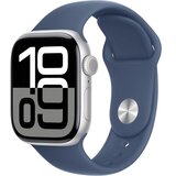 Apple Watch Series 10 [GPS 46mm case] Smartwatch with Silver Aluminium Case with Denim Sport Band - M/L. Fitness Tracker, ECG App, Always-On Retina Display, Water Resistant | ePonuda.com