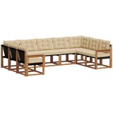  Set vanjskih sofa 9 pcs Prirodna i bež Čvrsto drvo akacije | shoptok.hr