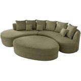 Livetastic Wohnlandschaft inkl. Hocker, rebrasti žamet olivno zelena | Shoptok.si