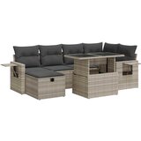 Maison Chic Seti vrtnega pohištva - Vrtna garnitura - Vrtni pohištvo set 7-delna z blazinami siv poli ratan, (21802132) | Shoptok.si