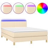  Box spring postelja z vzmetnico LED krem 140x200 cm blago | Shoptok.si