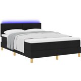 vidaXL Krevet s kutijom s madracem & LED Crni 140x200 cm Tkanina | shoptok.hr