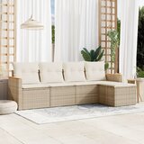 Maison Chic Seti vrtnega pohištva - Vrtna garnitura - Vrtni pohištvo set 5-delna z blazinami bež poli ratan, (21819351) | Shoptok.si