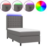  box spring s madracem LED sivi 90x200 cm od umjetne kože | shoptok.hr