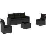  6-dijelni set vrtnih sofa s jastucima crni od poliratana | shoptok.hr