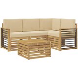  Set vanjskih sofa 5 pcs Bijela i bež 59 x 59 x 37 cm Poliester | shoptok.hr