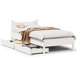 vidaXL Posteljni okvir s predali bel 100x200 cm trdna borovina Cene