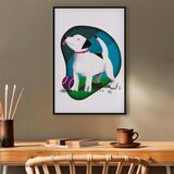  Slika - Dog and Ball (1 Part) Vertical 60x90 U crnom drvenom okviru | shoptok.hr