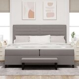 Box Spring Krevet s Madracem i Klupom Taupe 200x200 cm Tkanina | shoptok.hr