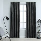 Furnova Zatemnitvene zavese 2 kosa z obešali žamet antracit 140x225 cm, (21917811) | Shoptok.si