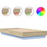 Maison Chic Posteljni okvir - Enojna postelja - Postelja za odrasle z LED lučkami sonoma hrast 90x190 cm-J9242, (21772936) | Shoptok.si