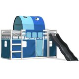 Krevet na kat s toboganom i zavjesama plavi 90 x 200 cm | shoptok.hr