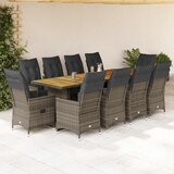  11-dijelni vrtni bistro set od poliratana s jastucima sivi | shoptok.hr