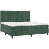  Krevet box spring s madracem LED tamnozeleni 200x200 cm baršun | shoptok.hr