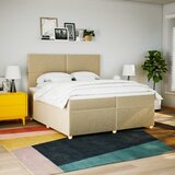  Krevet s oprugama i madracem krem 200 x 200 cm od tkanine | shoptok.hr